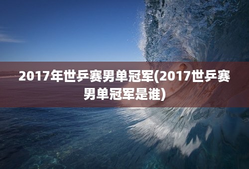 2017年世乒赛男单冠军(2017世乒赛男单冠军是谁)